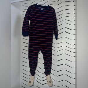 Carter's Navy and Red Striped Footie